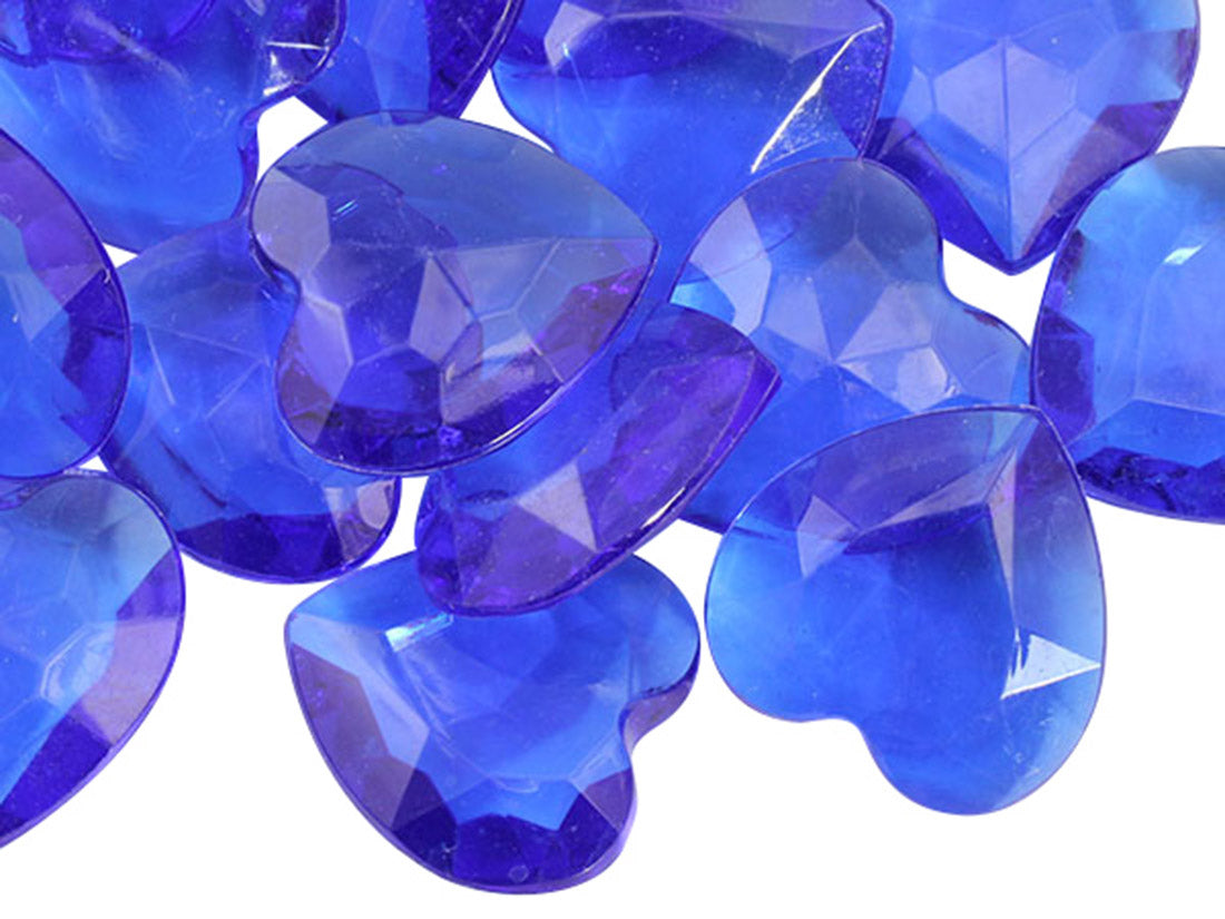 blue sapphire heart valentine's day love acrylic pointed back point back gems treasure jewels plastic gemstones for games parties pirate bounty hunt stones for treasure chests party favors center pieces table scatters theatrical swashbuckler jewels props larp easter egg hunt allstarco