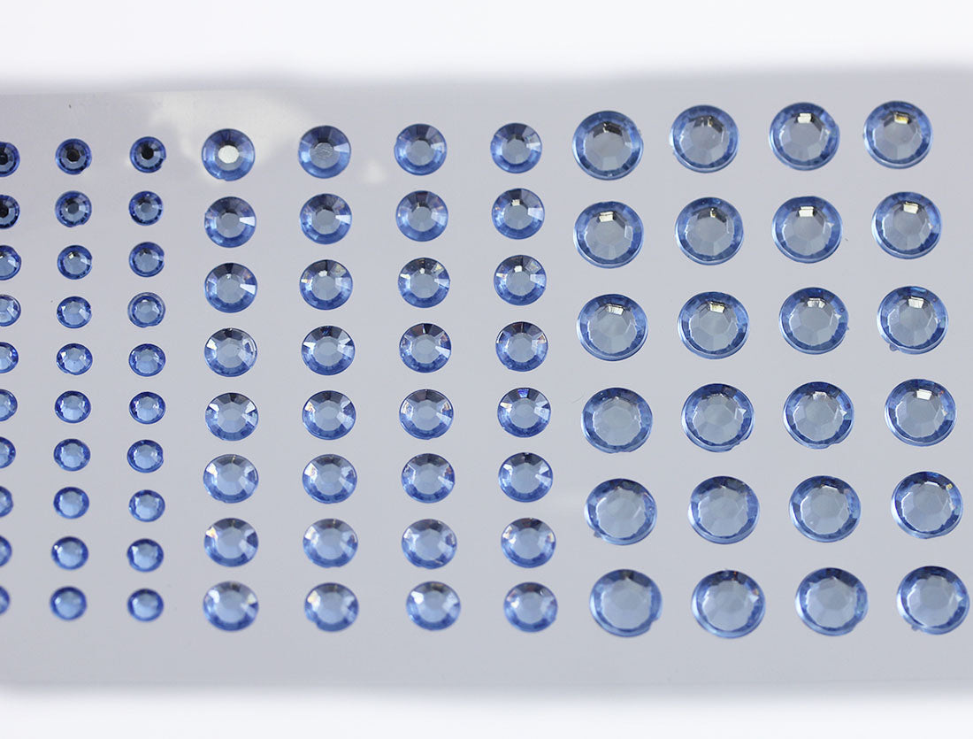 blue light sapphire 3 sizes 4mm 6mm 8mm round sticky rhinestones stick on gems self adhesive jewels lead free  face stones party cosplay face gemstones rhinestones card making invitations body jewels skin phone craft embellishments with glue sparkle crafting scrapbooking diy peel and stick halloween birthday wedding shinny allstarco plastic sticky back jewels stickon stick-on rave jewels diy flat back