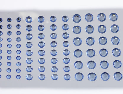 blue light sapphire 3 sizes 4mm 6mm 8mm round sticky rhinestones stick on gems self adhesive jewels lead free  face stones party cosplay face gemstones rhinestones card making invitations body jewels skin phone craft embellishments with glue sparkle crafting scrapbooking diy peel and stick halloween birthday wedding shinny allstarco plastic sticky back jewels stickon stick-on rave jewels diy flat back