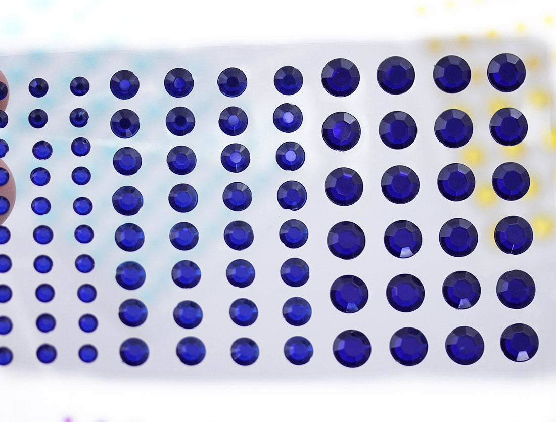 blue sapphire navy 3 sizes 4mm 6mm 8mm round sticky rhinestones stick on gems self adhesive jewels lead free  face stones party cosplay face gemstones rhinestones card making invitations body jewels skin phone craft embellishments with glue sparkle crafting scrapbooking diy peel and stick halloween birthday wedding shinny allstarco plastic sticky back jewels stickon stick-on rave jewels diy flat back