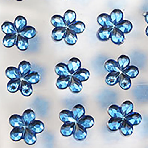 blue sapphire flower stick on gems self adhesive floral jewels lead free face stones party cosplay face gemstones rhinestones card making invitations body jewels skin phone craft embellishments with glue sparkle crafting scrapbooking diy peel and stick halloween birthday wedding shinny allstarco plastic sticky jewels stickon stick-on rhinestones