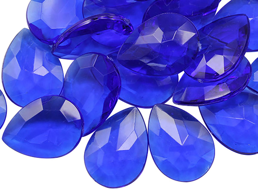 blue sapphire teardrop pear acrylic pointed back point back gems treasure jewels plastic gemstones for games parties pirate bounty hunt stones for treasure chests party favors center pieces table scatters theatrical swashbuckler jewels props larp easter egg hunt allstarco