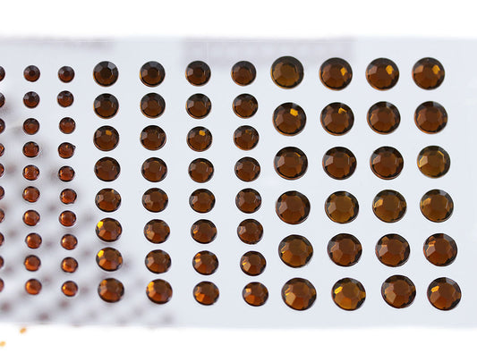 brown smokey topaz 3 sizes 4mm 6mm 8mm round sticky rhinestones stick on gems self adhesive jewels lead free  face stones party cosplay face gemstones rhinestones card making invitations body jewels skin phone craft embellishments with glue sparkle crafting scrapbooking diy peel and stick halloween birthday wedding shinny allstarco plastic sticky back jewels stickon stick-on rave jewels diy flat back