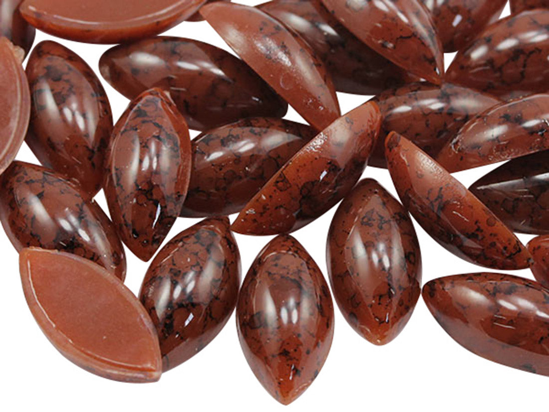 Brown Marble Flat Back Oval Cabochons