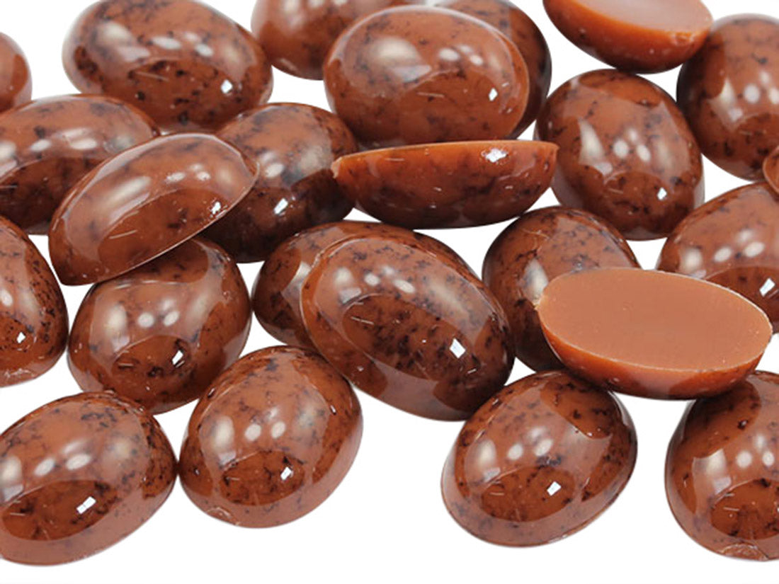 Brown Marble Flat Back Oval Cabochons