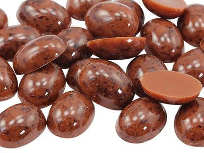 Brown Marble Flat Back Oval Cabochons