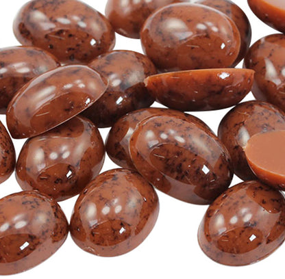 Brown Marble Flat Back Oval Cabochons
