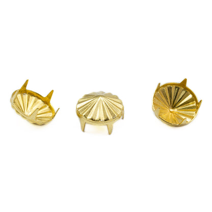 gold cone studs round nailheads prongs with legs non rusting brass decorative studs embellishments clothing making costume making diy crafts purses leathercraft leather work design allstarco handbags bracelets flipflops jackets denim cotton fabric decor embellish