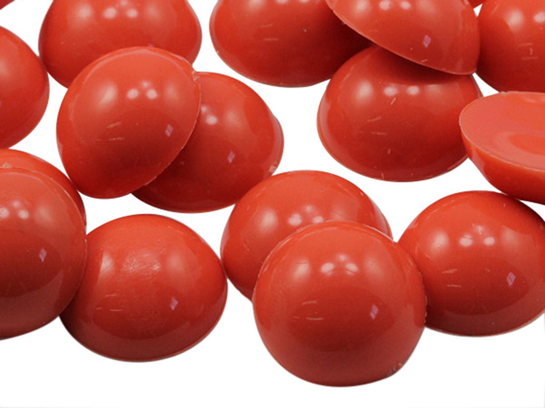 Red Flat Back Round Cabochons