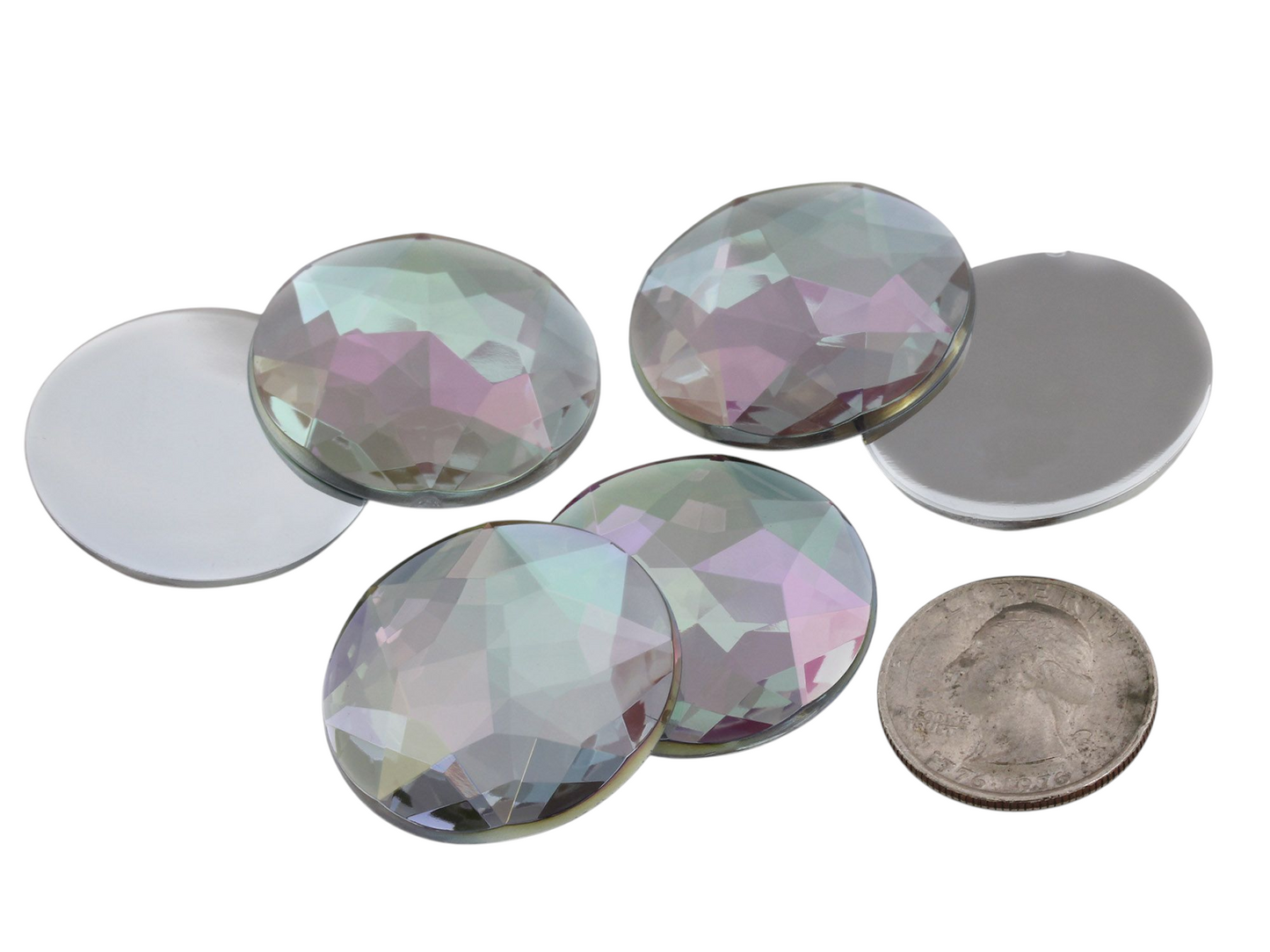 Crystal AB Extra große runde Edelsteine mit flacher Rückseite