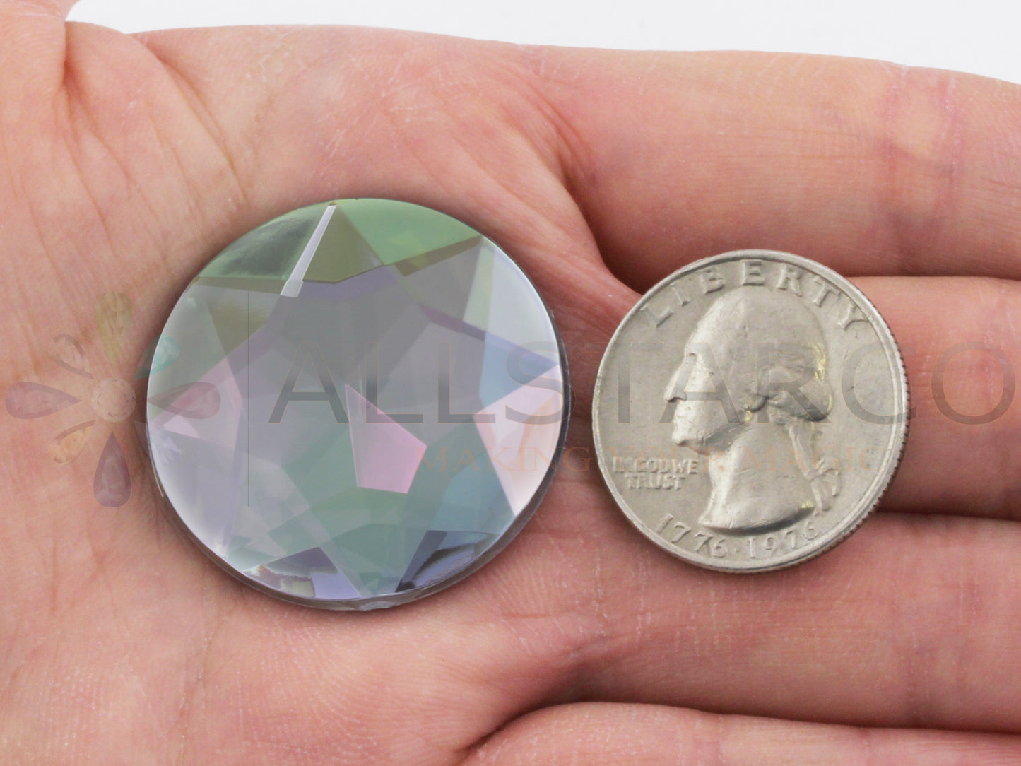 Crystal AB Extra große runde Edelsteine mit flacher Rückseite