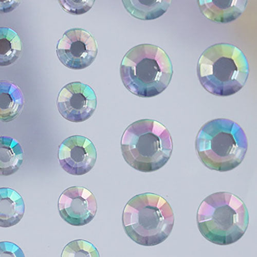 crystal ab iridescent 3 sizes 4mm 6mm 8mm round sticky rhinestones stick on gems self adhesive jewels lead free  face stones party cosplay face gemstones rhinestones card making invitations body jewels skin phone craft embellishments with glue sparkle crafting scrapbooking diy peel and stick halloween birthday wedding shinny allstarco plastic sticky back jewels stickon stick-on rave jewels diy flat back