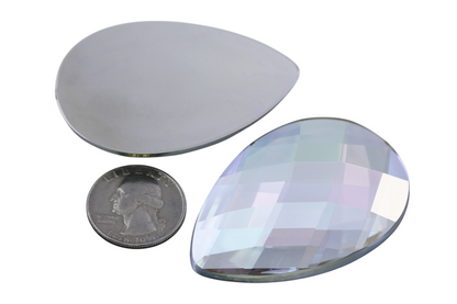 Crystal AB Extra Large Flat Back Teardrop Gems - 62x42mm - 2 Pieces