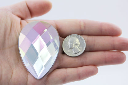 Crystal AB Extra Large Flat Back Teardrop Gems - 62x42mm - 2 Pieces