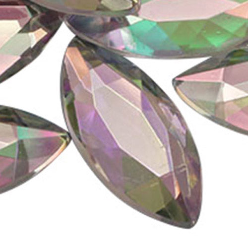 crystal ab iridescent navette flat back acrylic gems plastic marquise horse eye rhinestones for craft gemstones body jewels face skin cabochons embellishments cosplay prop making jewelry making party diy crafts costume making scrapbooking high quality allstarco décor stones larp events film making