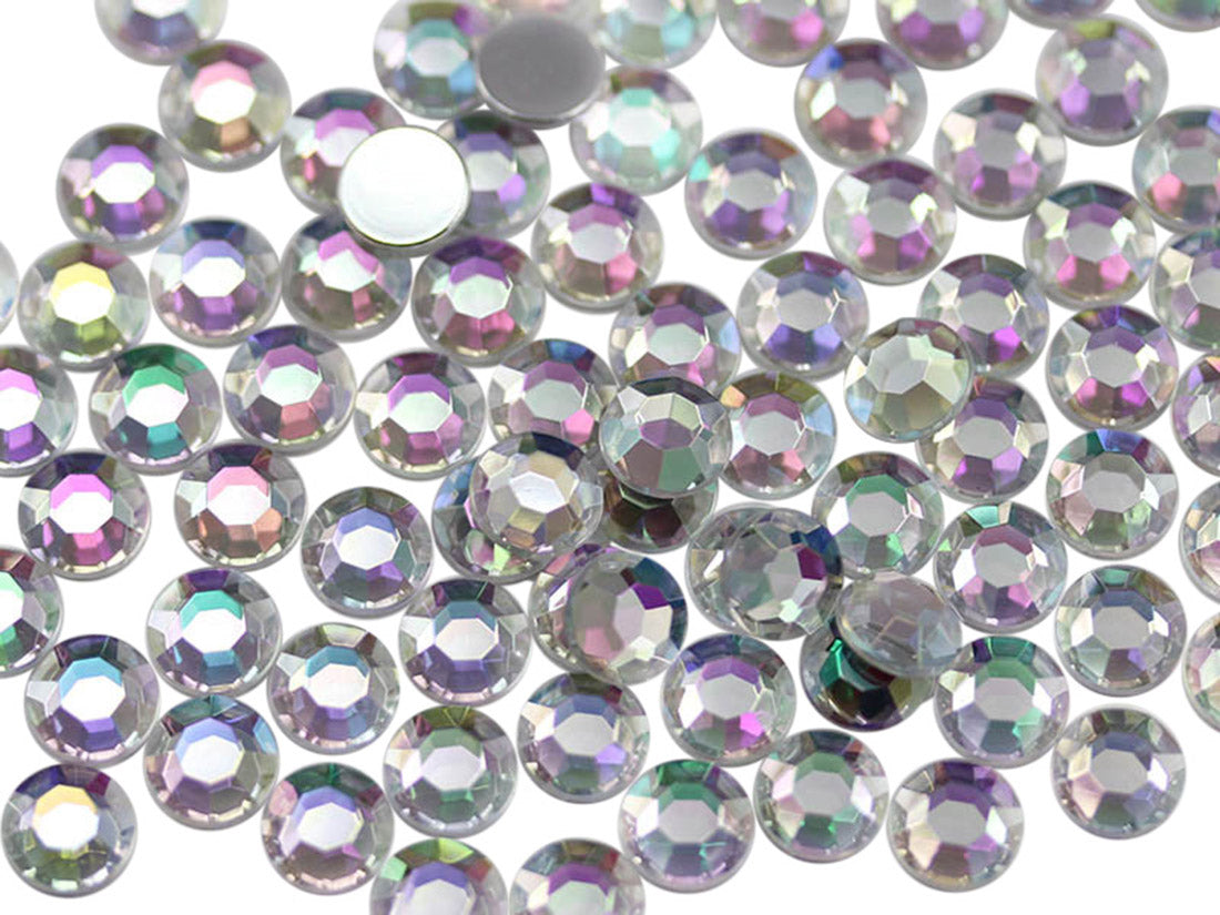 crystal ab iridescent round circle flat back acrylic gems plastic rhinestones for craft gemstones body jewels face skin cabochons embellishments cosplay prop making jewelry making party diy crafts costume making scrapbooking high quality allstarco décor stones larp events film making card making crafting school kids fun creative