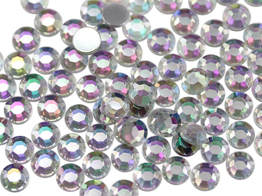 crystal ab iridescent round circle flat back acrylic gems plastic rhinestones for craft gemstones body jewels face skin cabochons embellishments cosplay prop making jewelry making party diy crafts costume making scrapbooking high quality allstarco décor stones larp events film making card making crafting school kids fun creative