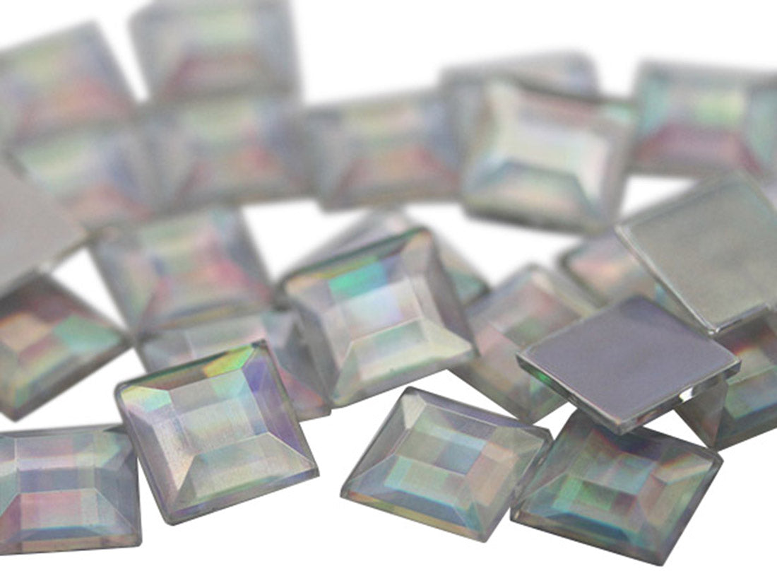 crystal ab iridescent square flat back acrylic gems plastic rhinestones for craft gemstones body jewels face skin cabochons embellishments cosplay prop making jewelry making party diy crafts costume making scrapbooking high quality allstarco décor stones larp events film making