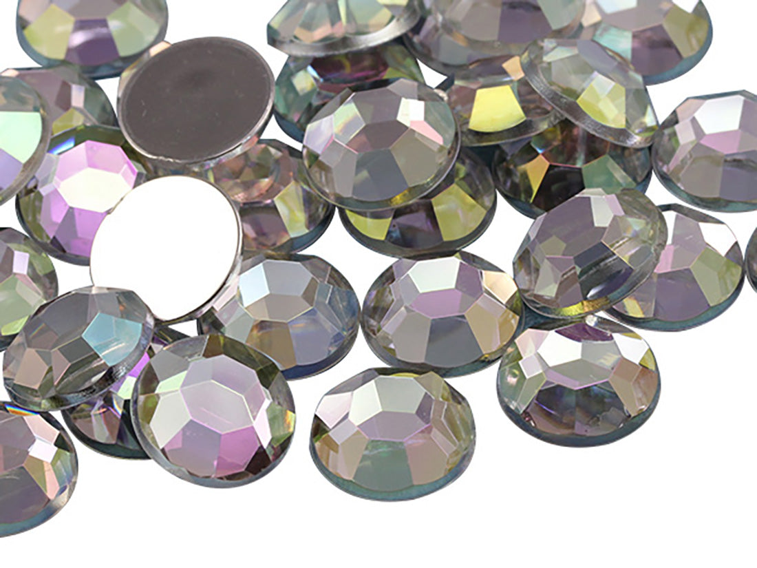 crystal ab iridescent round circle flat back acrylic gems plastic rhinestones for craft gemstones body jewels face skin cabochons embellishments cosplay prop making jewelry making party diy crafts costume making scrapbooking high quality allstarco décor stones larp events film making card making crafting school kids fun creative