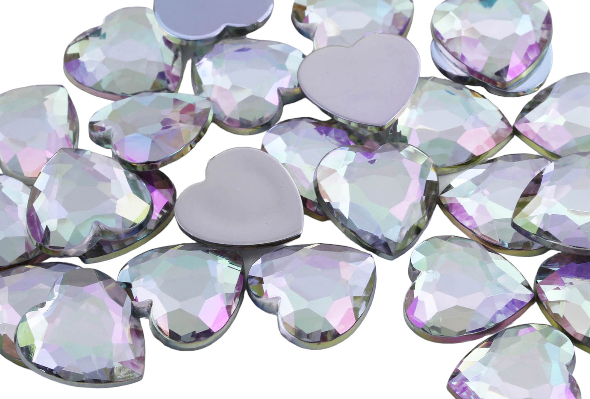 crystal ab iridescent heart flat back acrylic gems valentine's day love gift girlfriend boyfriend mom dad family plastic rhinestones for craft gemstones body jewels face skin cabochons embellishments cosplay prop making jewelry making party diy crafts costume making scrapbooking high quality allstarco décor stones larp events film making