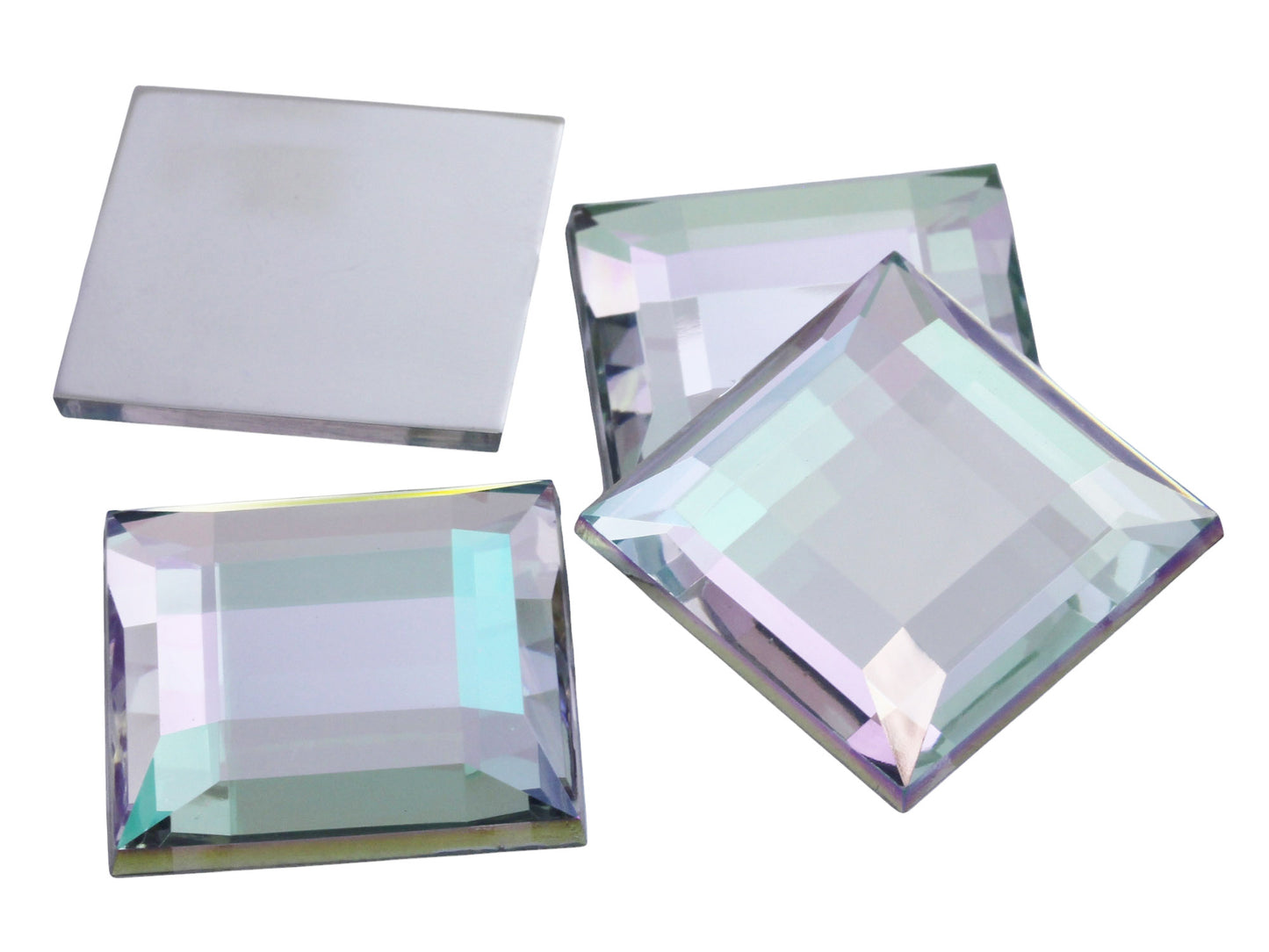 Crystal AB Quadratische Edelsteine mit flacher Rückseite - 12mm - 40 Stück