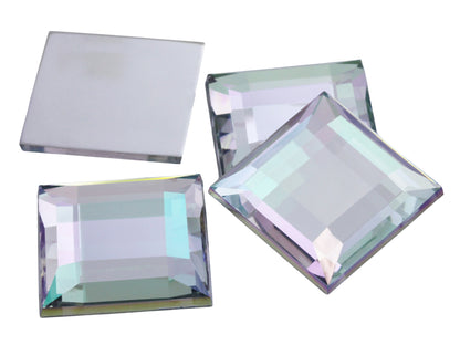 Crystal AB Quadratische Edelsteine mit flacher Rückseite - 12mm - 40 Stück