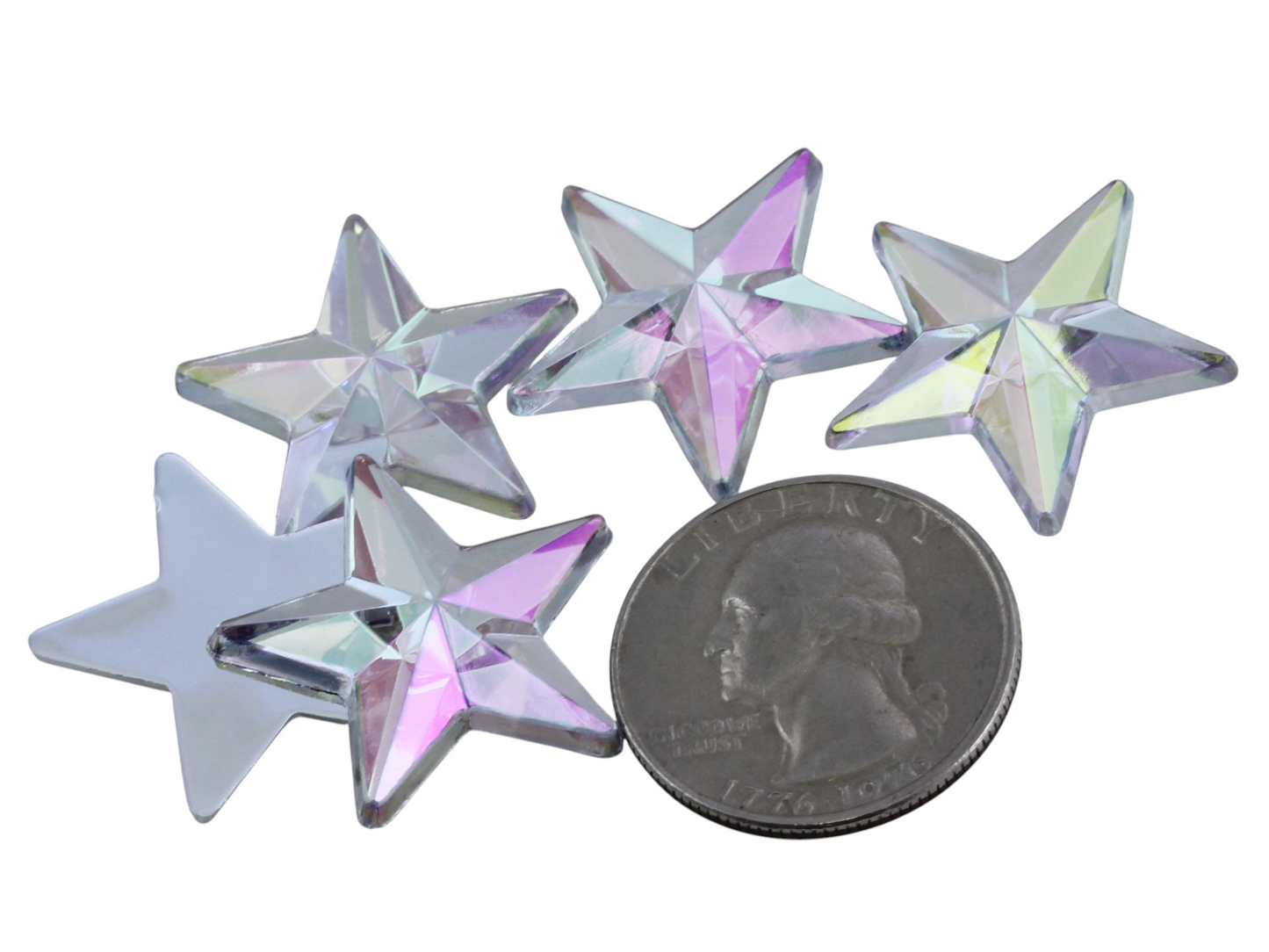 Gemas de estrella planas AB transparentes - 15 mm - 35 piezas