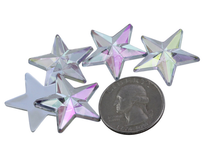 Gemas de estrella planas AB transparentes - 15 mm - 35 piezas