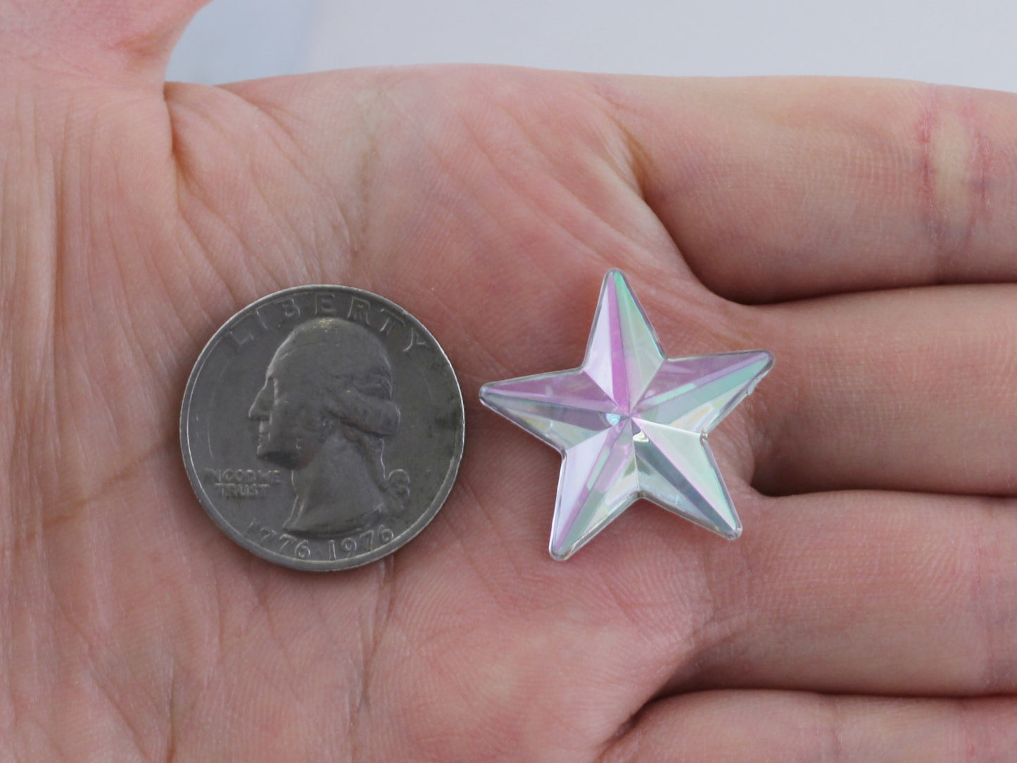 Gemas de estrella planas AB transparentes - 15 mm - 35 piezas