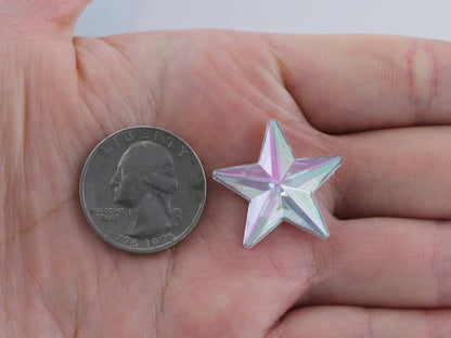 Gemas de estrella planas AB transparentes - 15 mm - 35 piezas