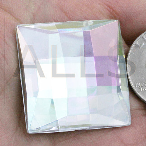 crystal clear ab iridescent square extra large big huge jumbo flat back acrylic gems plastic rhinestones for craft gemstones body jewels face skin cabochons embellishments cosplay prop making jewelry making party diy crafts costume making scrapbooking high quality allstarco décor stones larp events film making