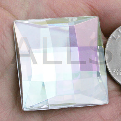 crystal clear ab iridescent square extra large big huge jumbo flat back acrylic gems plastic rhinestones for craft gemstones body jewels face skin cabochons embellishments cosplay prop making jewelry making party diy crafts costume making scrapbooking high quality allstarco décor stones larp events film making