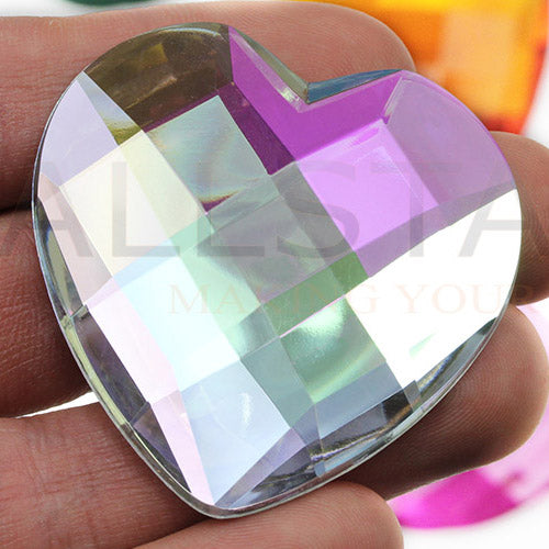 crystal ab iridescent heart love valentine's day gift girlfriend mom dad extra large huge big jumbo flat back acrylic gems plastic rhinestones for craft gemstones body jewels face skin cabochons embellishments cosplay prop making jewelry making party diy crafts costume making scrapbooking high quality allstarco décor stones larp events film making card making crafting school kids fun creative crafting bling bedazzler bling phone cases laptop costume making garment