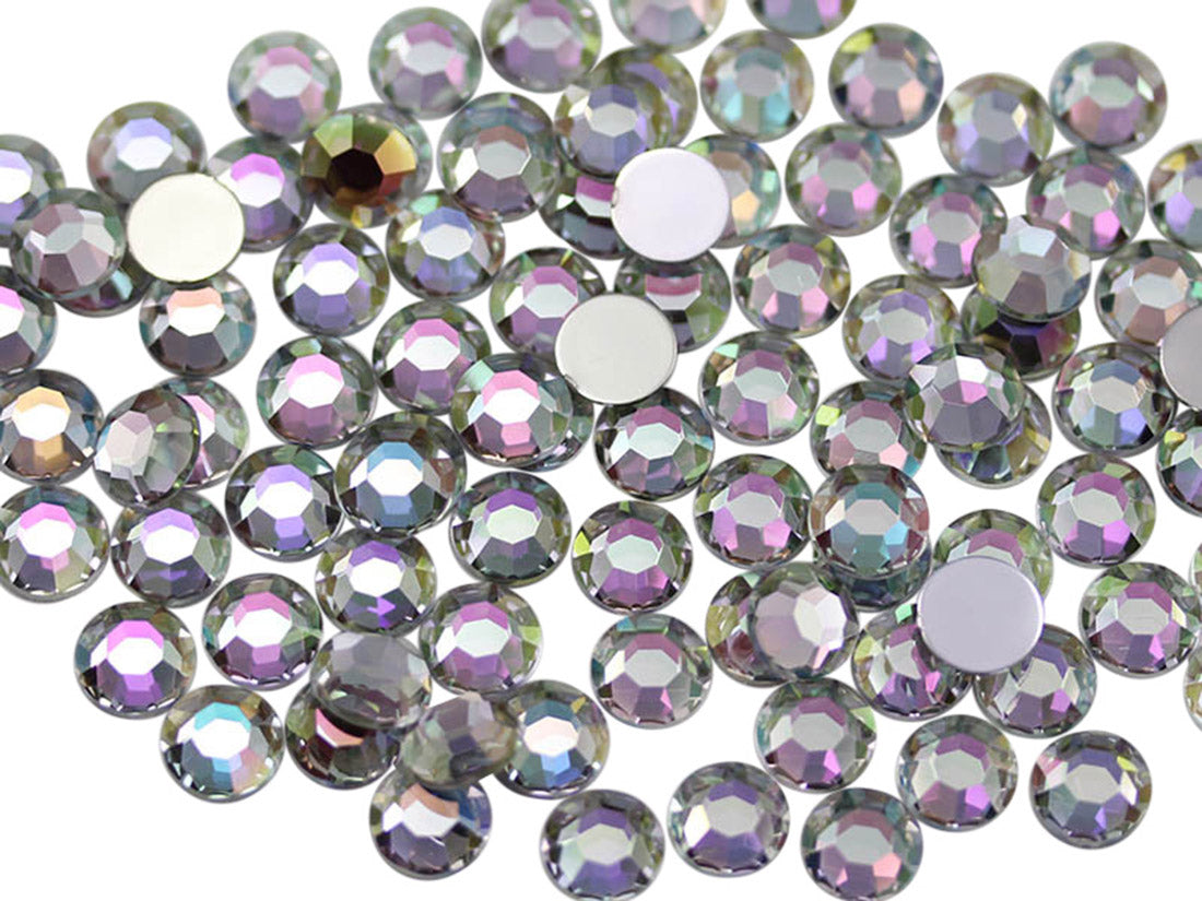 crystal ab iridescent round circle flat back acrylic gems plastic rhinestones for craft gemstones body jewels face skin cabochons embellishments cosplay prop making jewelry making party diy crafts costume making scrapbooking high quality allstarco décor stones larp events film making card making crafting school kids fun creative