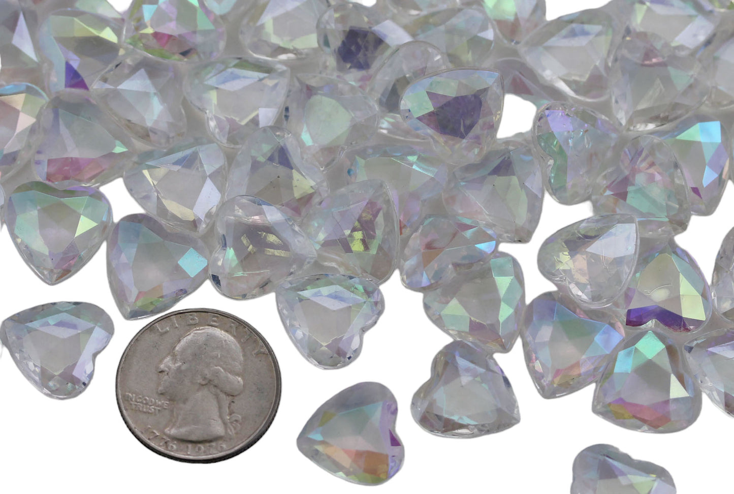 crystal clear ab heart acrylic diamonds wedding plastic décor gems confetti table scatter aquarium jewels stones iridescent party stones special occasions bridal showers sparkling decorations  vase fillers centerpieces dazzle accent floral arrangements point back gemstones allstarco diy crafts crafting