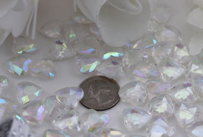 crystal clear ab heart acrylic diamonds wedding plastic décor gems confetti table scatter aquarium jewels stones iridescent party stones special occasions bridal showers sparkling decorations  vase fillers centerpieces dazzle accent floral arrangements point back gemstones allstarco diy crafts crafting