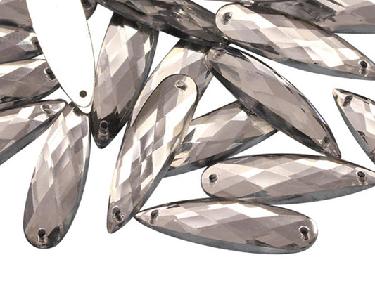 Crystal Clear Elongated Teardrop Sew On Gems - 28x8mm - 30 Pieces