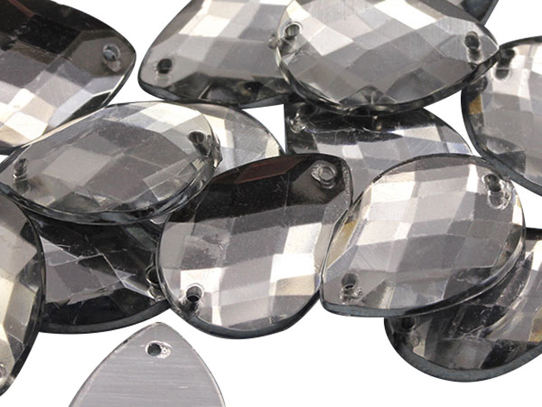 Crystal Clear Teardrop Sew On Gems - 18x13mm - 50 Pieces