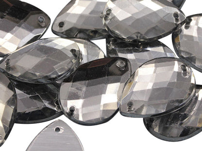Crystal Clear Teardrop Sew On Gems - 18x13mm - 50 Pieces