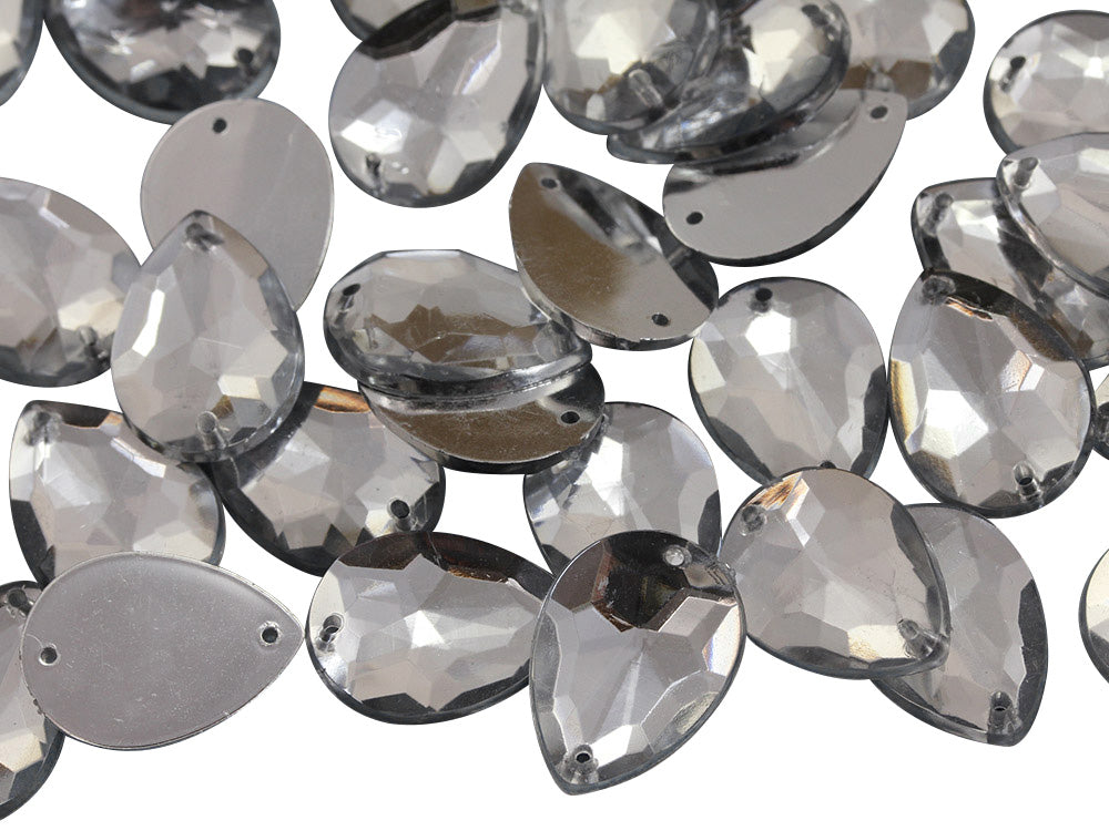 Crystal Clear Teardrop Sew On Gems - 18x13mm - 50 Pieces