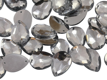 Crystal Clear Teardrop Sew On Gems - 18x13mm - 50 Pieces