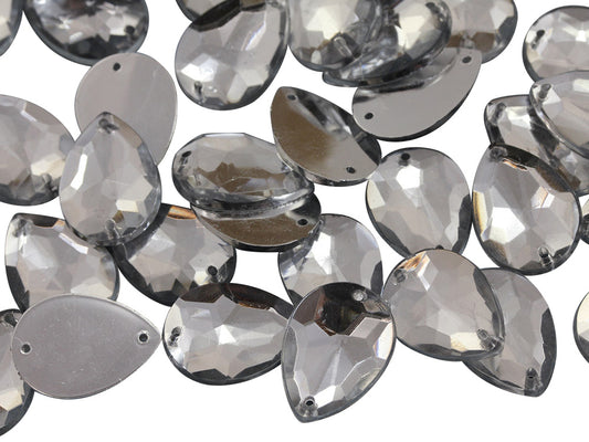 Crystal Clear Teardrop Sew On Gems - 18x13mm - 50 Pieces