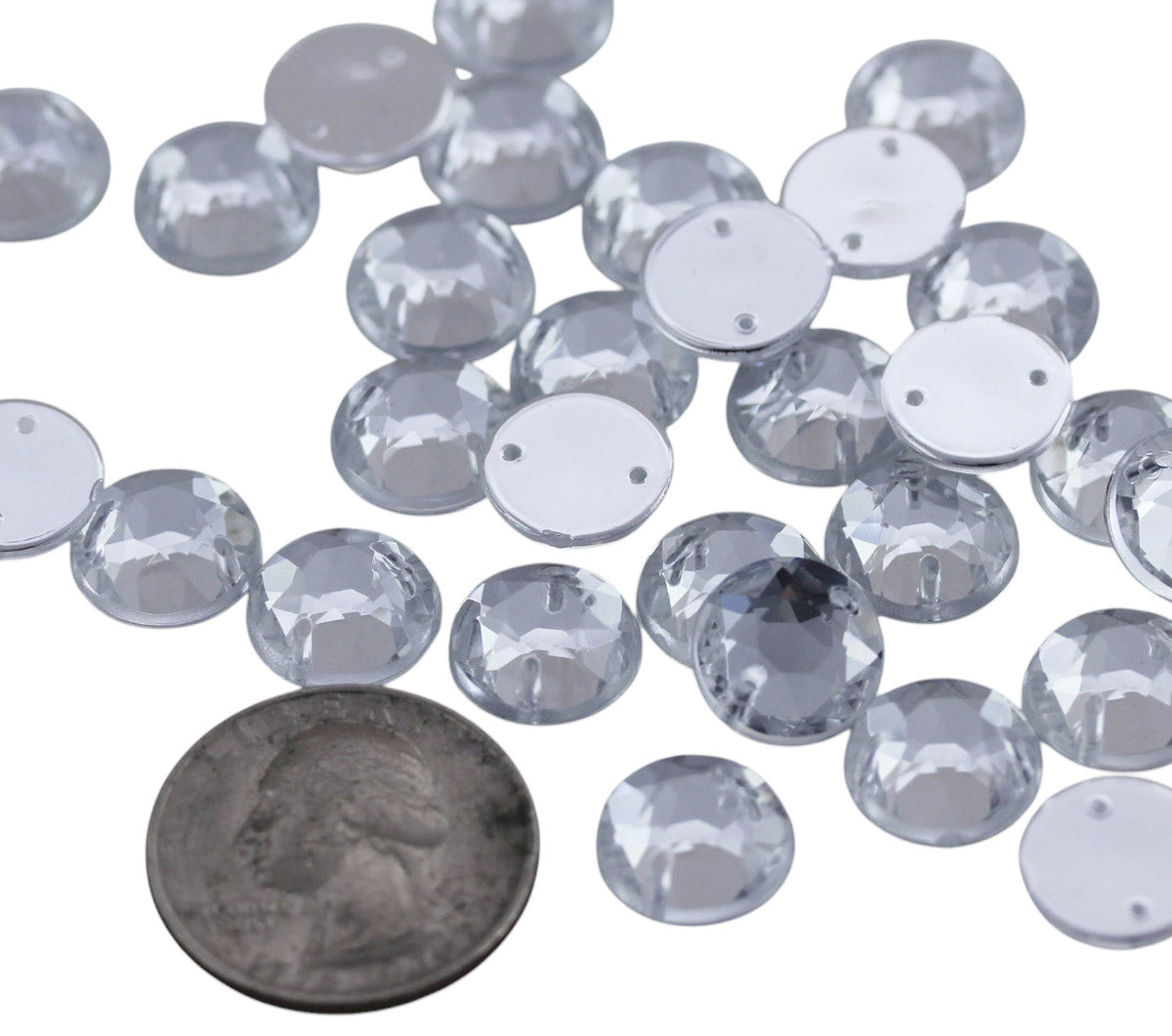 Strass à coudre, à dos plat, transparents