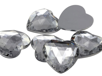 crystal clear heart flat back acrylic gems valentine's day love gift girlfriend boyfriend mom dad family plastic rhinestones for craft gemstones body jewels face skin cabochons embellishments cosplay prop making jewelry making party diy crafts costume making scrapbooking high quality allstarco décor stones larp events film making