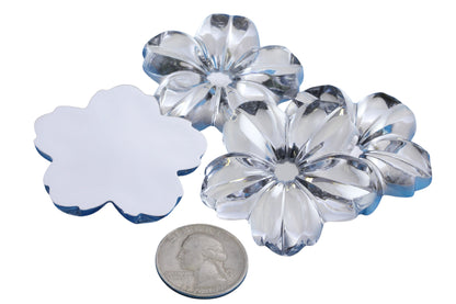 Crystal Clear Extra Large Flat Back Flower Gems - 50mm - 4 Pieces