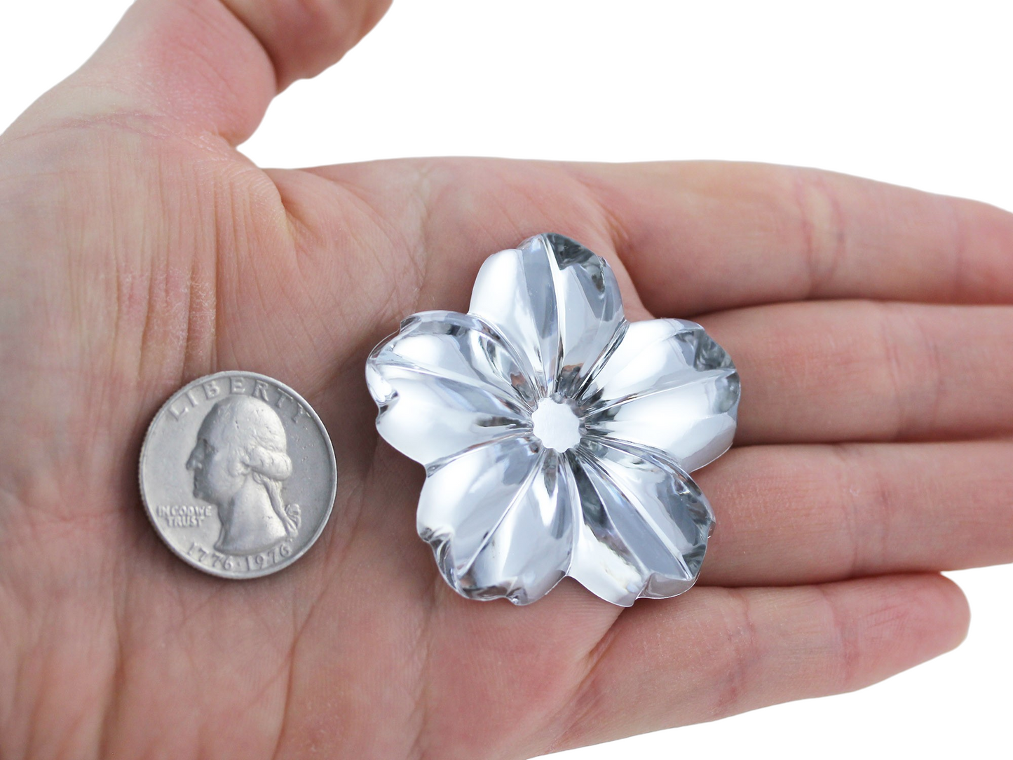 Crystal Clear Extra Large Flat Back Flower Gems - 50mm - 4 Pieces