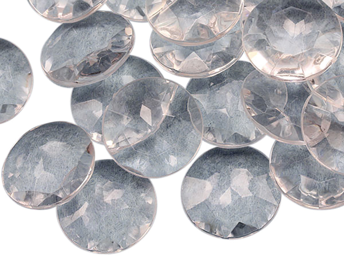 crystal clear round acrylic pointed back point back gems treasure jewels plastic gemstones for games parties pirate bounty hunt stones for treasure chests party favors center pieces table scatters theatrical swashbuckler jewels props larp easter egg hunt allstarco