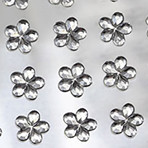 crystal clear flower stick on gems self adhesive floral jewels lead free face stones party cosplay face gemstones rhinestones card making invitations body jewels skin phone craft embellishments with glue sparkle crafting scrapbooking diy peel and stick halloween birthday wedding shinny allstarco plastic sticky jewels stickon stick-on rhinestones