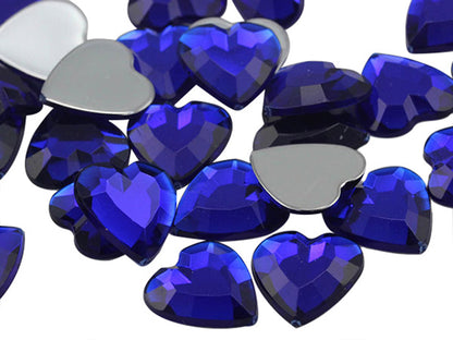 blue dark sapphire heart flat back acrylic gems valentine's day love gift girlfriend boyfriend mom dad family plastic rhinestones for craft gemstones body jewels face skin cabochons embellishments cosplay prop making jewelry making party diy crafts costume making scrapbooking high quality allstarco décor stones larp events film making