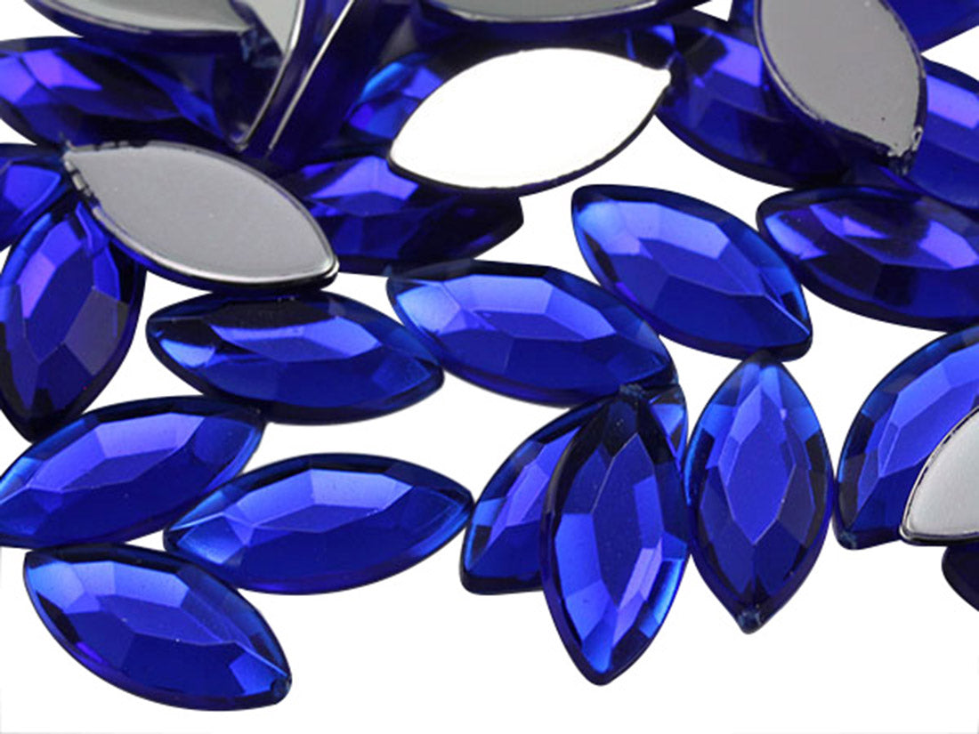 blue dark sapphire navette flat back acrylic gems plastic marquise horse eye rhinestones for craft gemstones body jewels face skin cabochons embellishments cosplay prop making jewelry making party diy crafts costume making scrapbooking high quality allstarco décor stones larp events film making